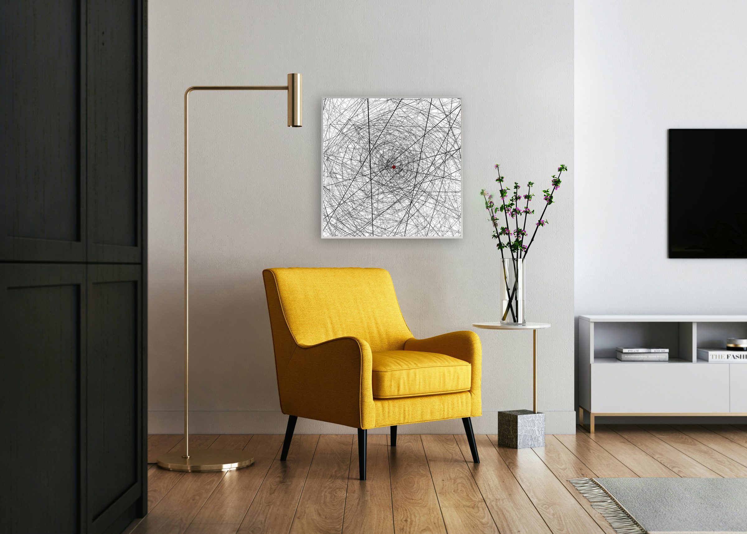 Toko on a living-room wall, playing dada data by LIA